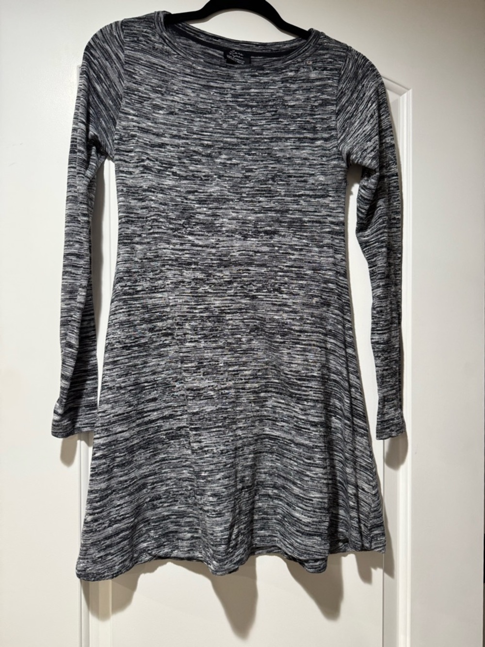 Zara Trafaluc Charcoal & White Marled Knit Top